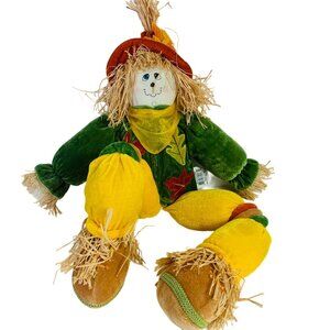 Autumn Harvest Scarecrow Stuffed Doll Long Legs Shelf Sitter Fall Decor Straw
